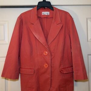 Elliott Lauren Coral Two-Button Tailored Blazer, 3/4 Length Sleeves